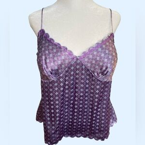 Lavender & Ice Blue Silk Camisole with Sweetheart Neckline